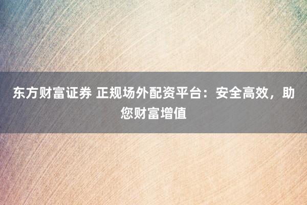 东方财富证券 正规场外配资平台：安全高效，助您财富增值